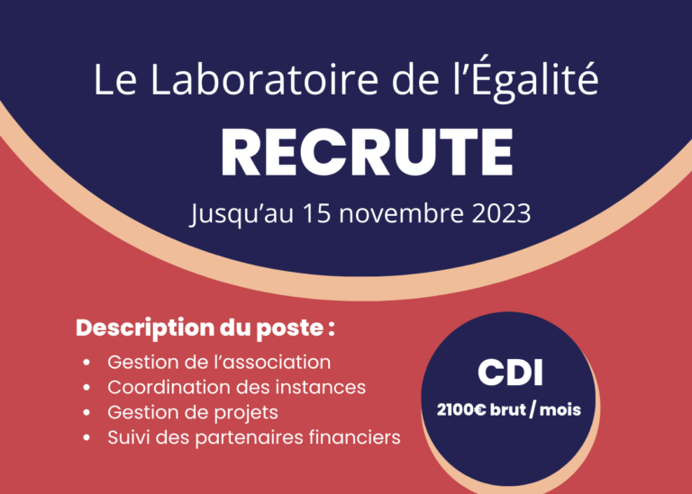 Le Laboratoire de l’Egalité recrute un.e coordinateur.ice